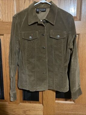 Rafaella Olive Green/Brown Corduroy Button Jacket
